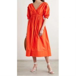🧡NWT Self-Portrait Orange Cotton Poplin Midi Dress🧡
